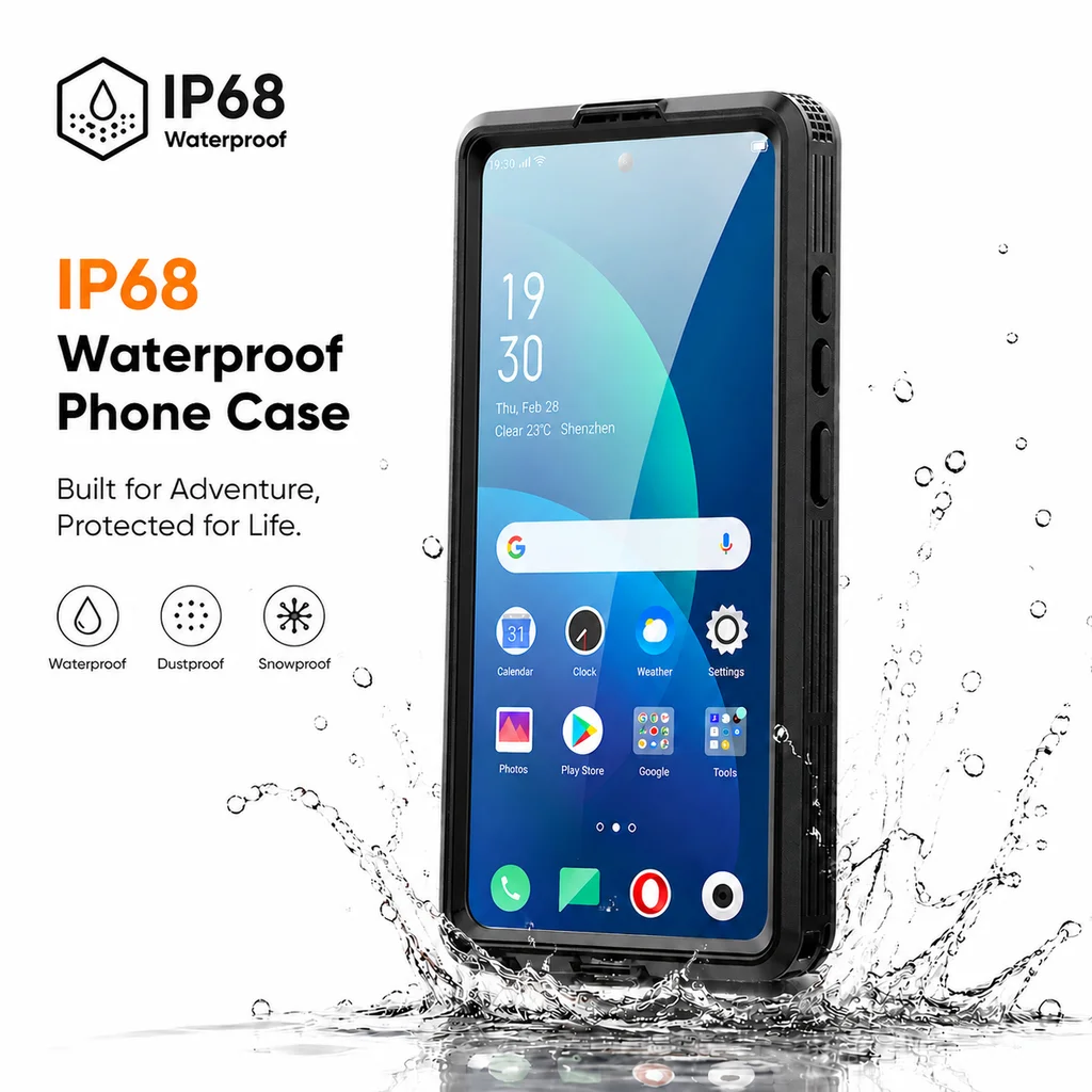 Universal IP68 Waterproof Phone Case with Floating Ring and Touch Accessibility