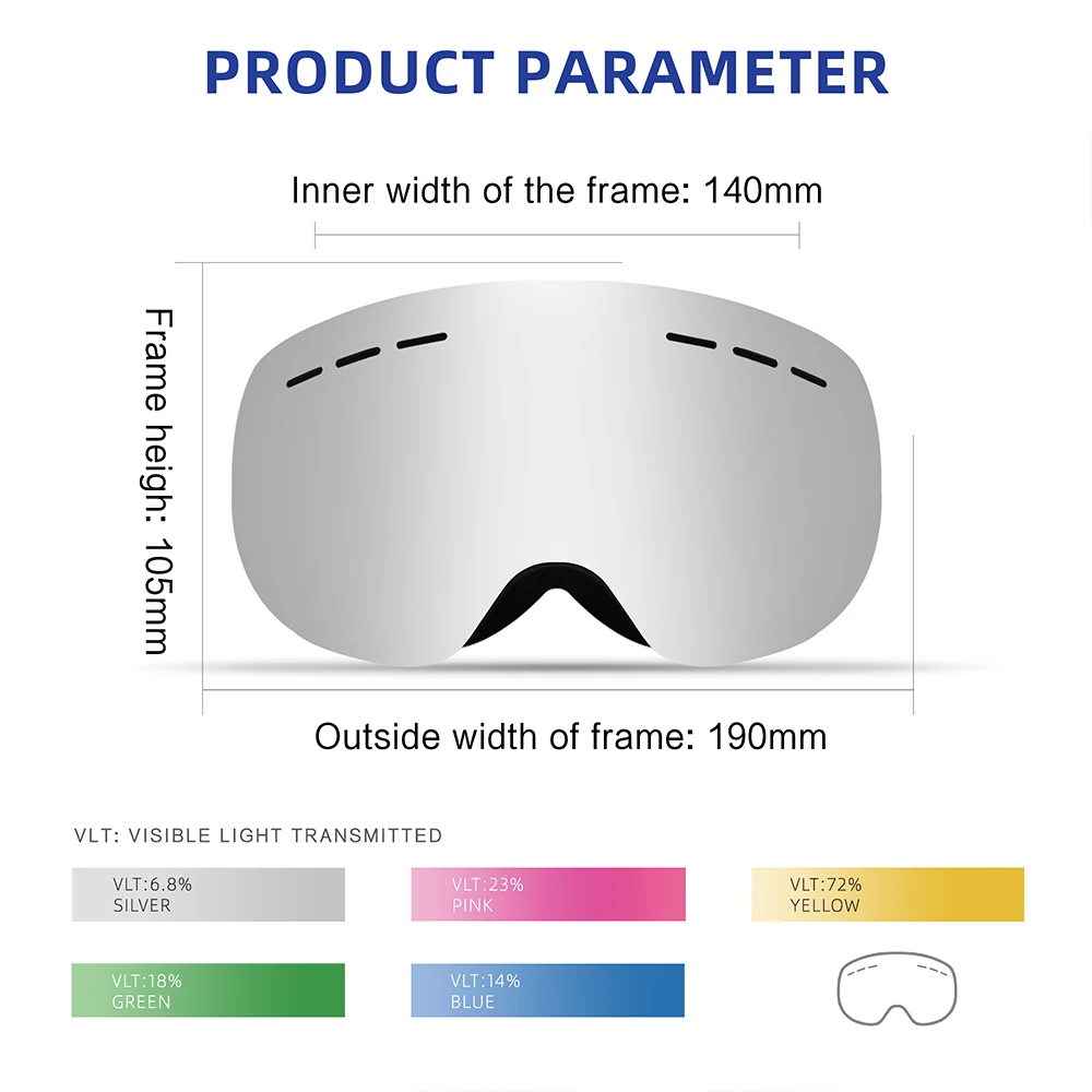 KINGSEVEN Men Skiing Glasses Anti-Fog Outdoor Sports Goggles UV400 Protection Ski Mask Women Big Frame Snow Snowboard Eyewear 3