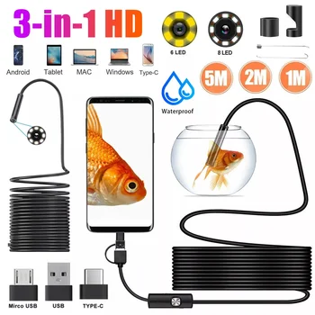 480P/720P Endoscope Camera HD USB Endoscope With 8 LED 1/2/3.5/5/10M Waterproof Inspection Borescope for Android PC 1