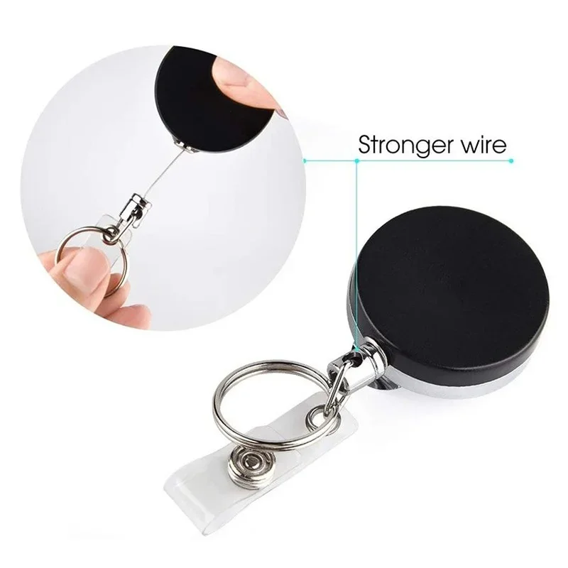 Retractable Lanyard Badge Credit Card Holder Cover Case Badge Reel with Keychain for ID Name Badges Staff Work Pass Card Clip 6