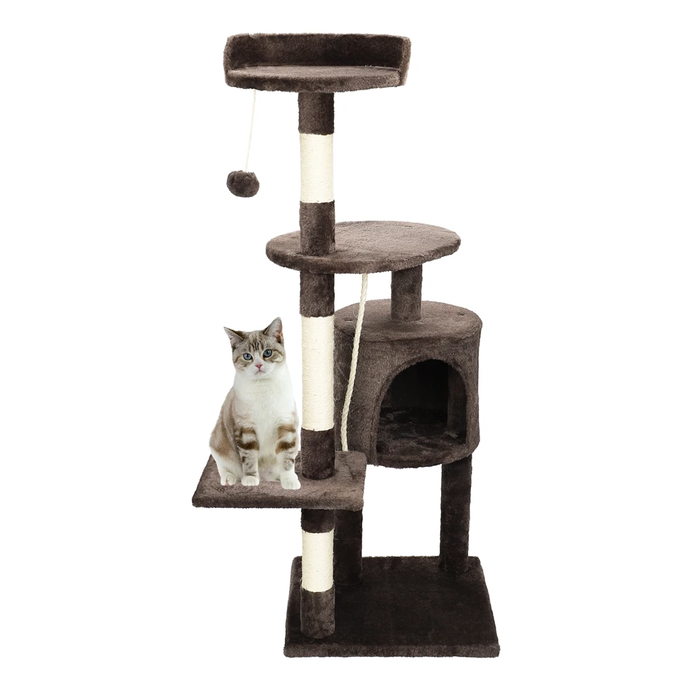 Cat Tree Multi-Level Tower Condo Scratching Post Kitten Toy Cozy Condo Climb Furniture Climbing Tower Activity Centre Dark Brown