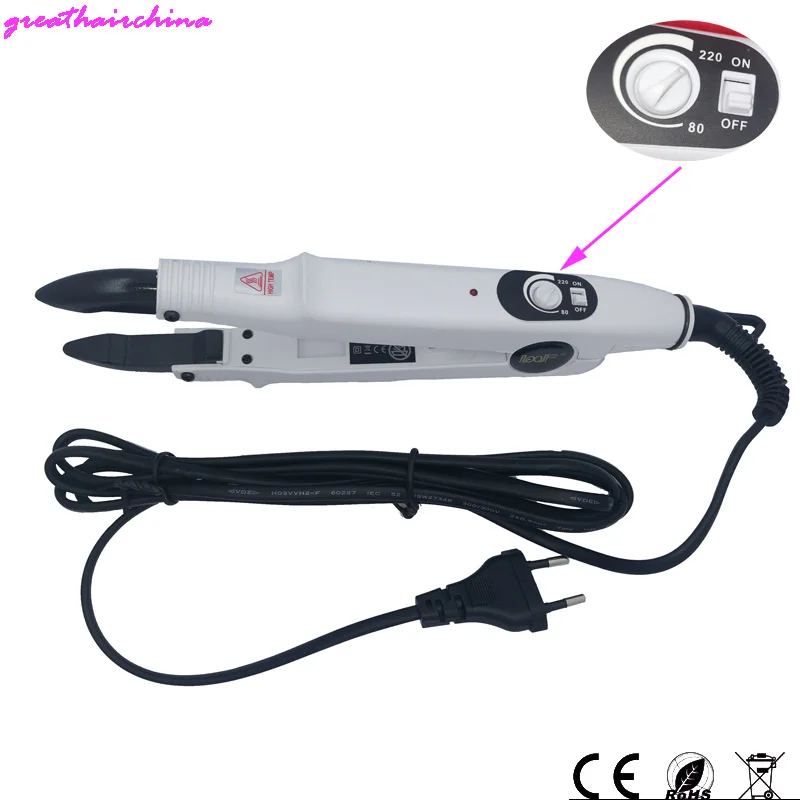 White A/C Adjustable Temperature Hair Extension Fusion Iron Keratin Bonding Tool Gift High Temperature Protective Silicone Pad