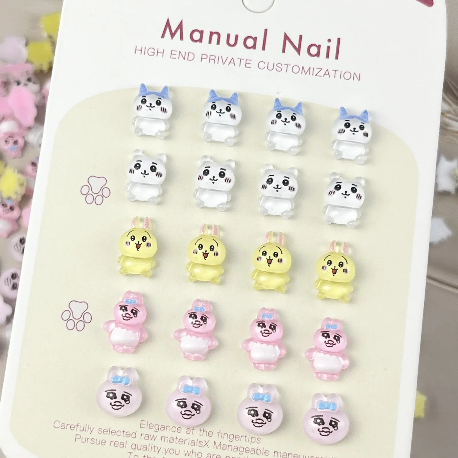 20pcs 3D Resin Cartoon Nail Charms Kawaii Cute Self Deprecating Bear Nail Rhinestones Accessories DIY Nail Art Decoration Parts