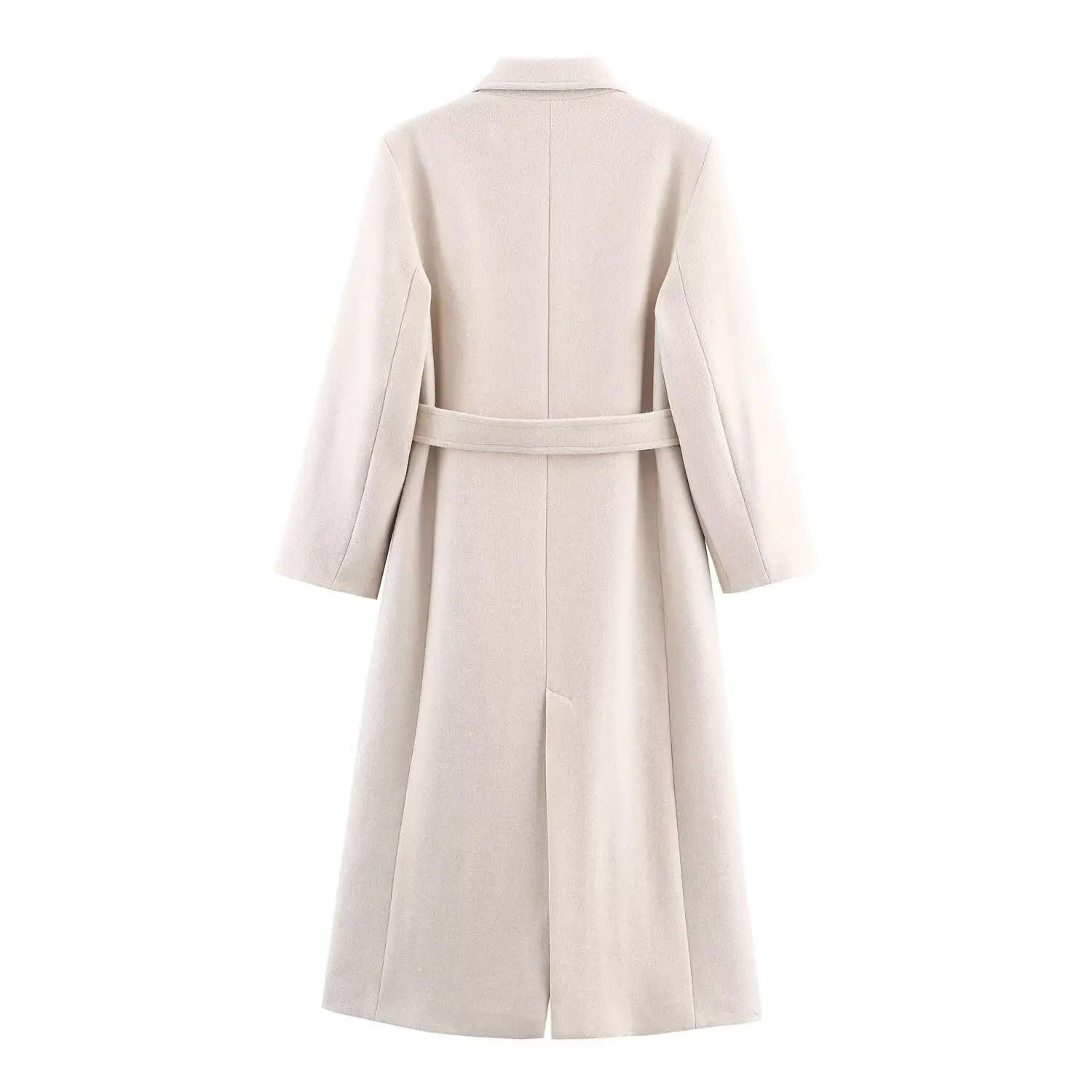 Women's Solid Double-Breasted Wool Coat Autumn Winter Lady Temperament Commuter Long Coat Mid-Length High Street Casual Overcoat