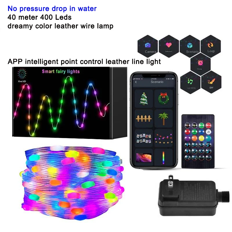 400Led Ws2812B Bluetooth Led String Fairy Lights Dreamcolor Rgbic Indirizzabile Party Christmas Lights Decorazione Di Nozze Ghirlanda
