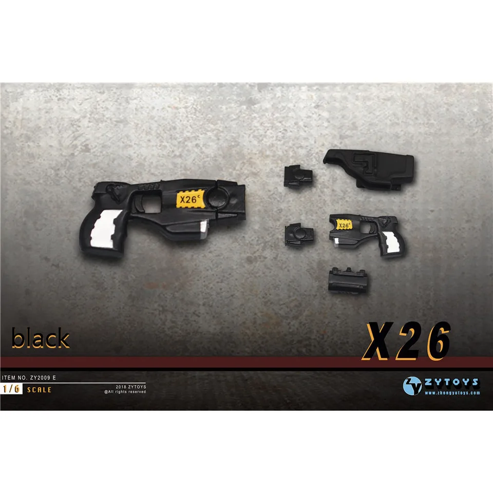 1/6 Scale X26 Taser Black Model ZY2009E Plastic Handgun for 12inch