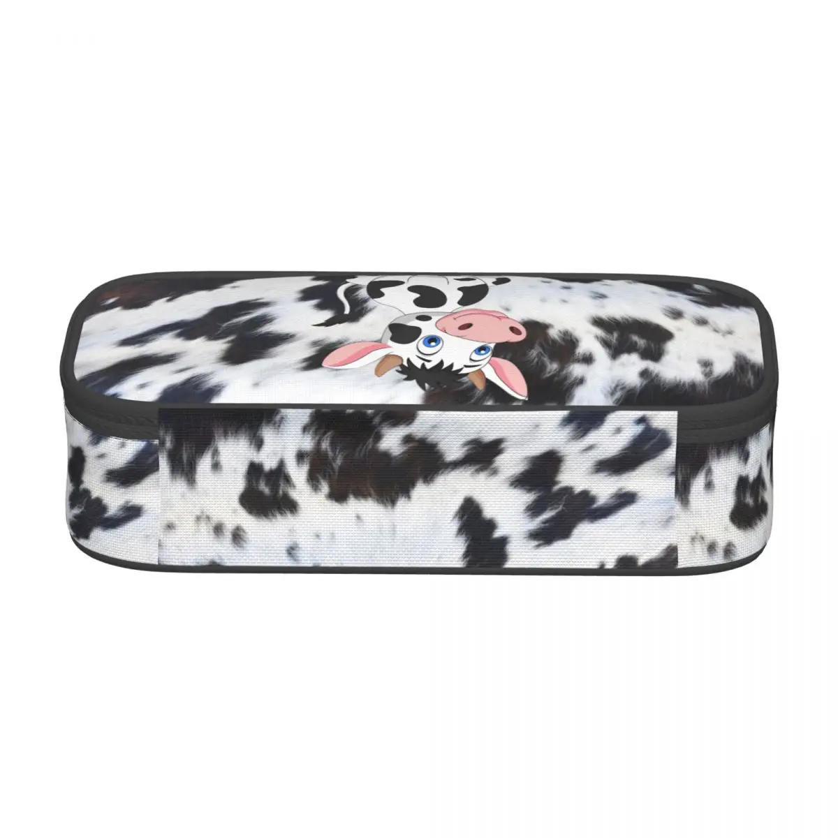 Pencil Cases Kawaii Brown Spotted Cowhide Pattern Animal Skin Leather Texture Large Capacity Pen Bag Box Stationery
