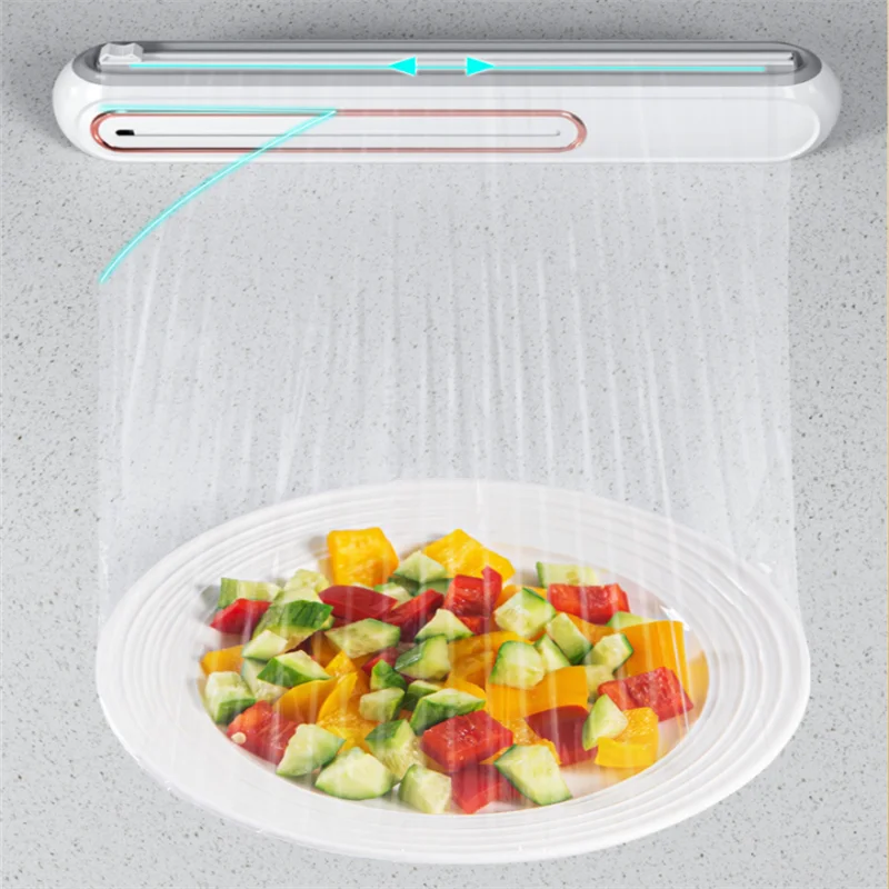 Plastic Wrap Cutter Cling Film Cutter Cling Wrap Dispenser Kitchen Wrap Dispenser Plastic Wrap Dispenser Food Film Dispenser New Food Cling Film Plastic Wrap Cutting Box Wall-mounted Magnetic Aluminum Foil Slider Stretch Film Cutter Kitchen Accessories