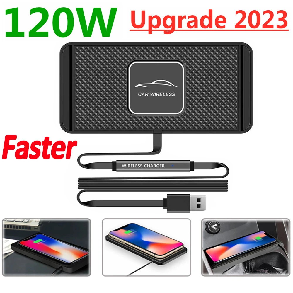120W Fast Car Wireless Charger Pad for iPhone 14 13 12 Samsung Huawei