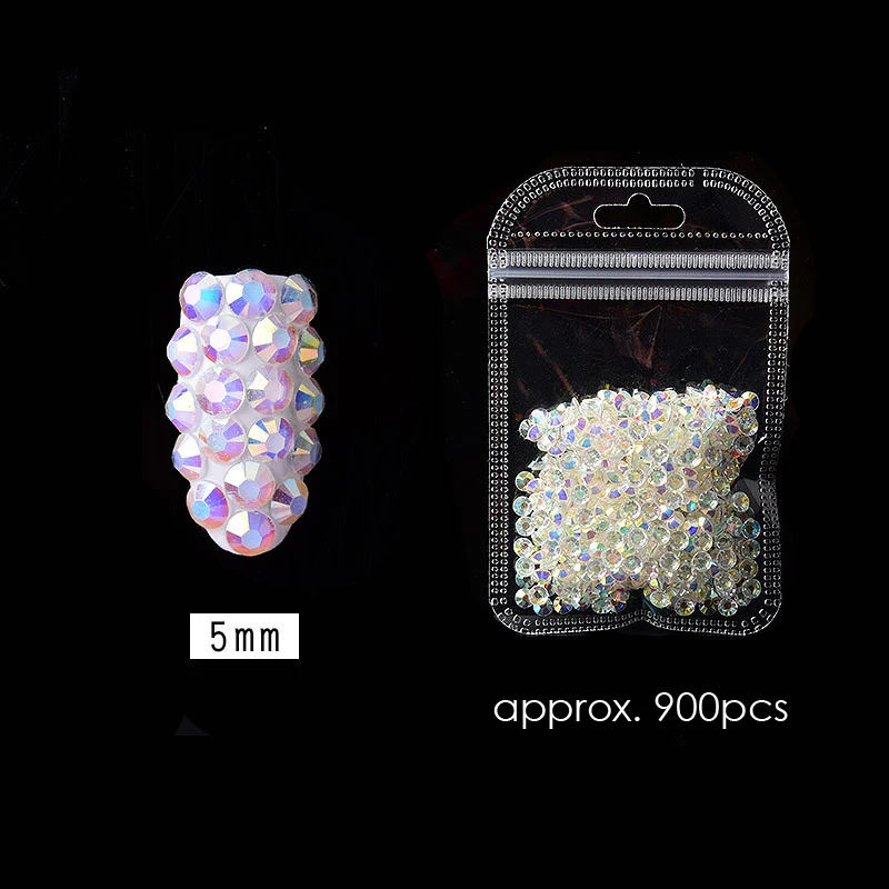 Jelly White AB Flatback runde Strass glitzernde Steine für Nail Art Harz Strass Kleber auf Kristall für DIY Handwerk Dekoration – Detail 9