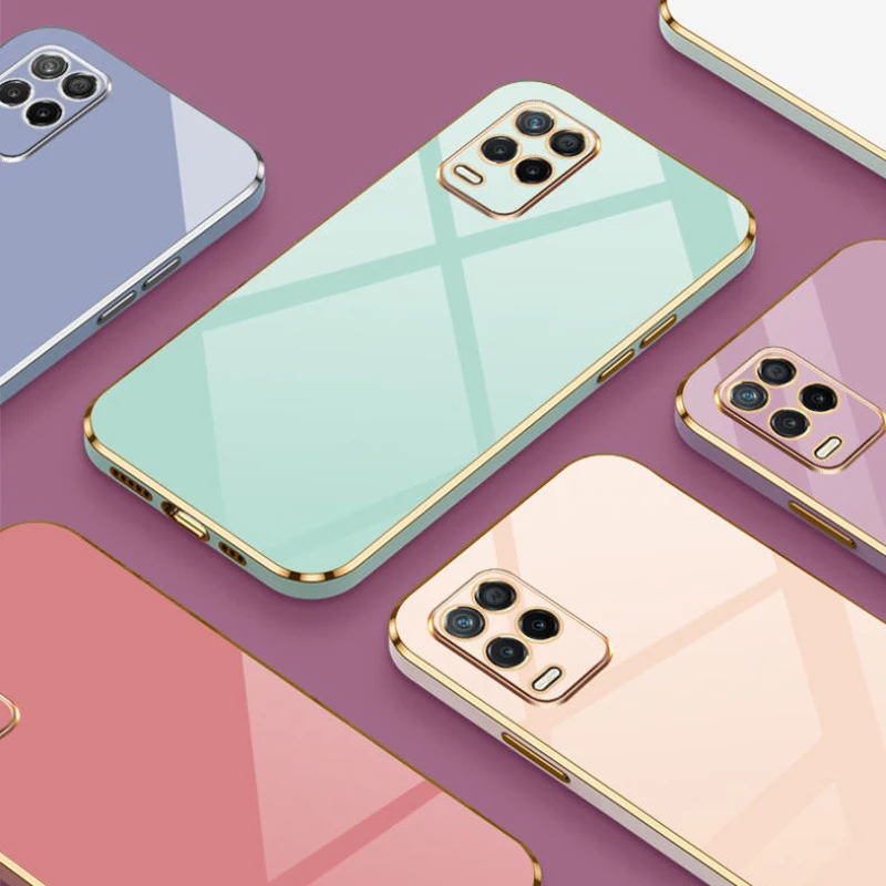 Luxury Square Plating Shockproof Silicone Phone Case Back Cover