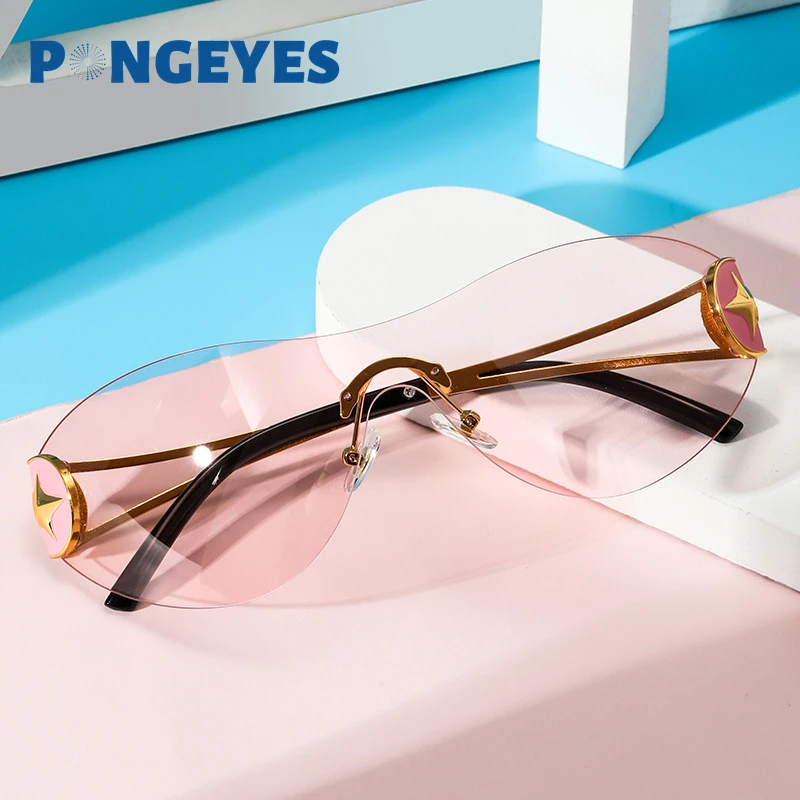 

2023 Punk One Piece Sunglasses Women Rimless Luxury Brand Designer Sun Glasses Men UV400 Shades Eyewear Fashion Y2k Eyeglasses