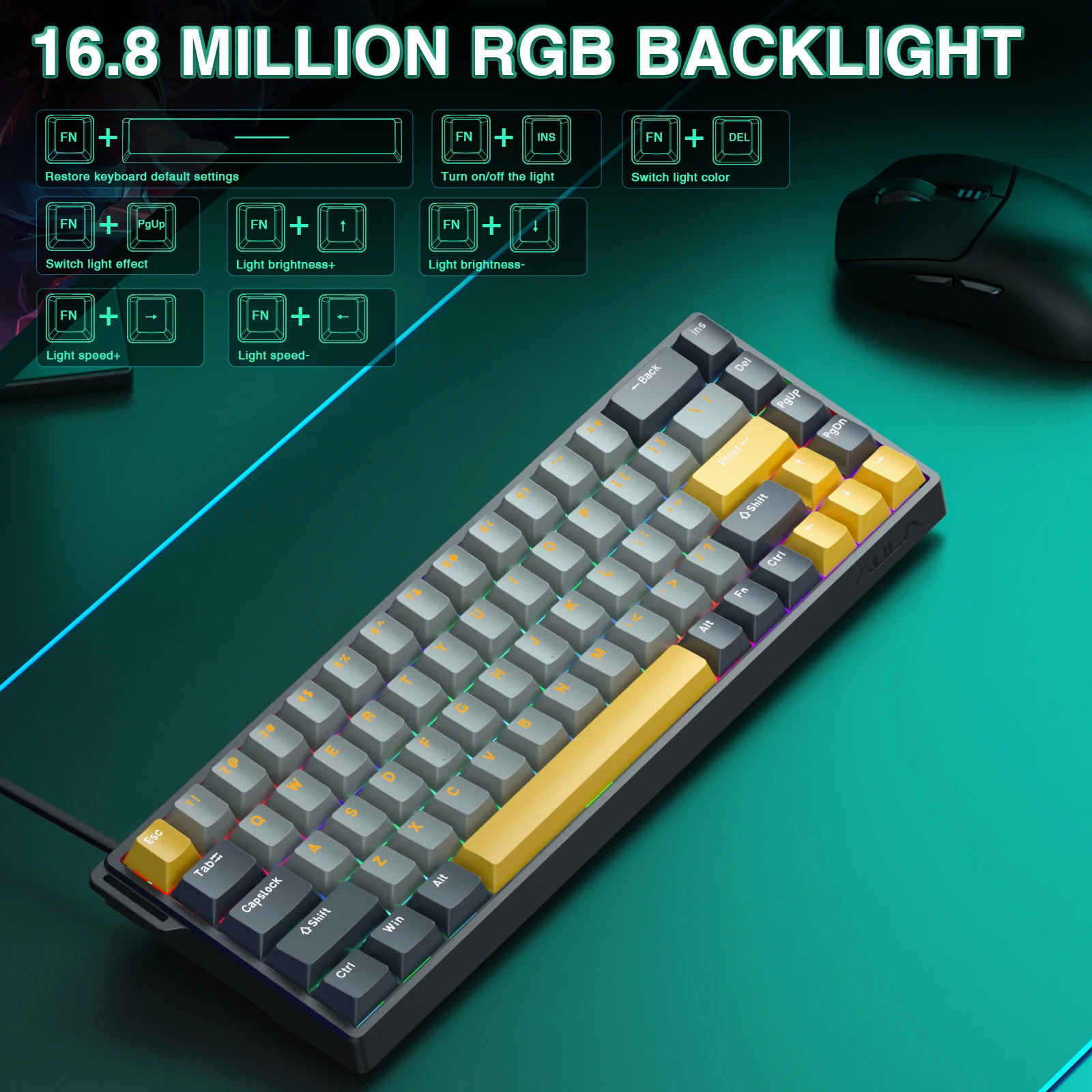 AULA WIN68 HE Pro Max Esports 마그네틱 키보드 유선 래피드 트리거 8K 리턴 RGB 핫스왑 68% 저지연 커스텀 게이밍 키보드