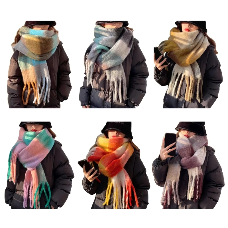 

Plaids Blanket Scarf Winter Fall Warm Scarfs for Women Soft Large Tartan Shawls Wraps Tassels Scarves