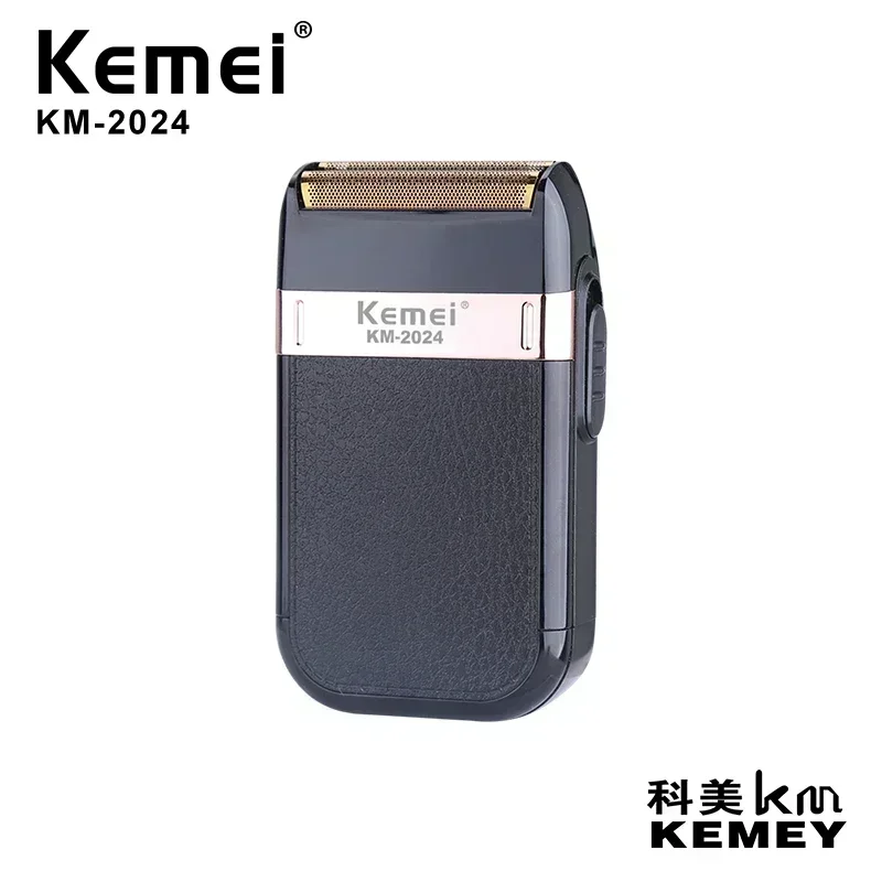 Kemei KM-2024 Electric Beard Shaver Professional Beard Trimmer Mini Face Razors for Shaving Men Leather Covering IPX4 Waterproof 2