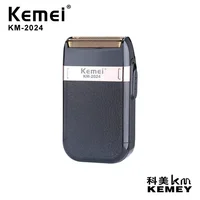 Kemei KM-2024 Electric Beard Shaver Professional Beard Trimmer Mini Face Razors for Shaving Men Leather Covering IPX4 Waterproof 2