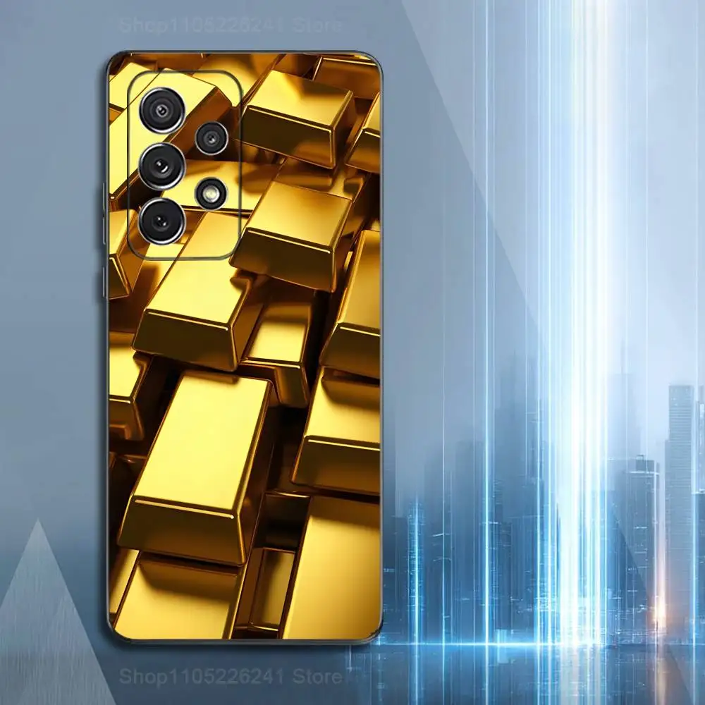 Luxurious Dazzling Gold Silicone Phone Case in Sleek Black