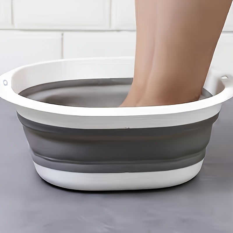 Foldable Wash Tub, Heavy-Duty Thick Plastic. Black/White Two-Tone for Laundry, Camping, Home. Space-Saving Gift Ideal.