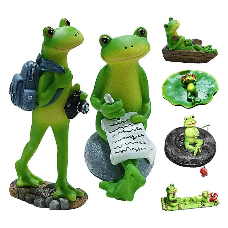 

Frog Statue Enchanting Statues Adorable Garden Collection Decorations and Resin Figurines Perfect for Desk Shelf or Pond Decor