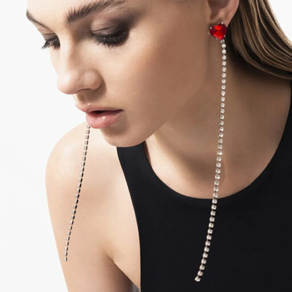 Tendenza filo lungo nappa catena filo colore argento cuore perline pendenti orecchini pendenti orecchini pendenti dritti da donna gioielli LXY – acquista a prezzi convenienti sul marketplace