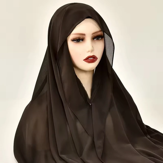 Hijab instantané en mousseline de soie avec boucle magnétique, couleur unie, écharpe musulmane pour femme, Turban islamique, bandeau à la mode, châle, nouvelle collection