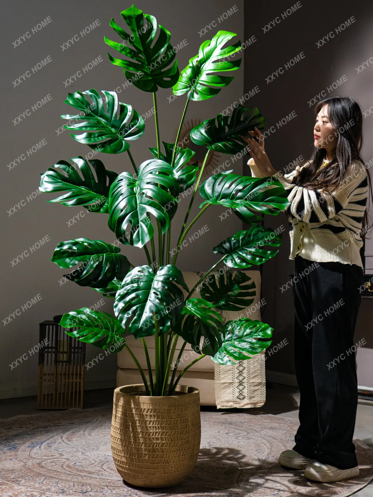 Conveniente Lusso Artificiale Pianta Verde Monstera Deliciosa Monstera Bionic Alberi Finti Albero Di Fiori Artificiali Pianta In Vaso