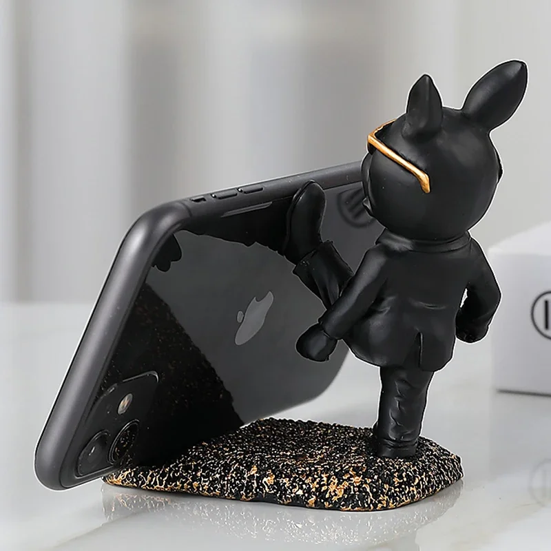 Charming French Bulldog Desk Decor: Cute Dog Sculpture Phone Holder and Home Office Ornament