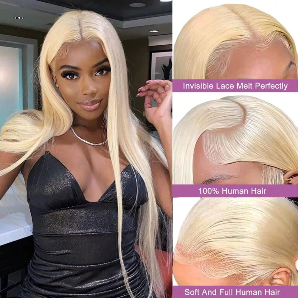 613 Straight Lace Front Wigs Human Hair Pre Plucked 250% Density Brazilian Virgin Glueless Human Hair Wig for Women 13x4