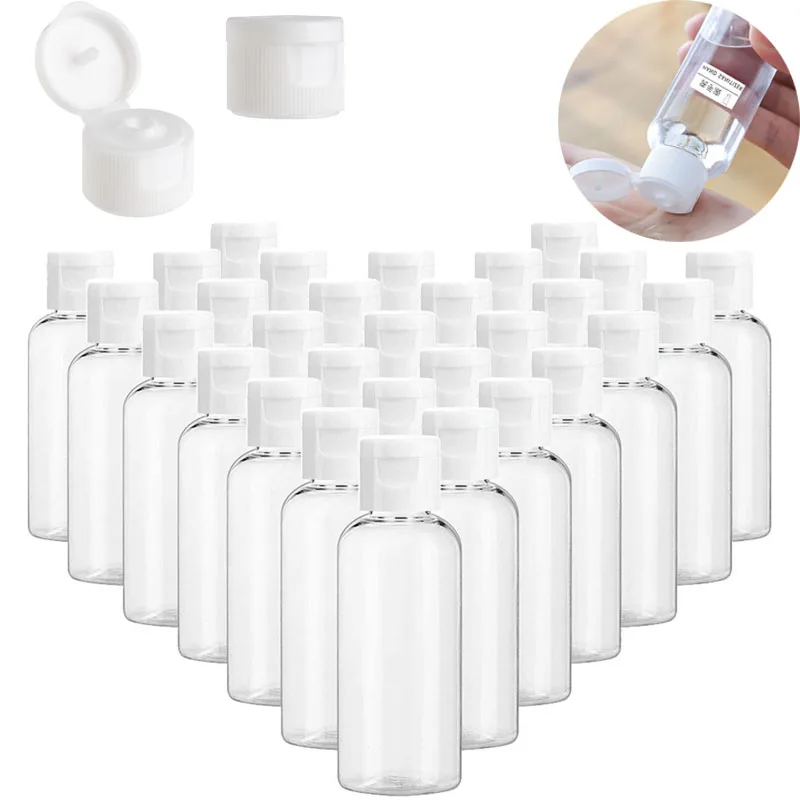 

5ml-100ml Empty Travel Bottles 50Pcs Plastic PET Refillable Flip Cap Hand Sanitizer Containers For Lotion Cream Liquid Cosmetics