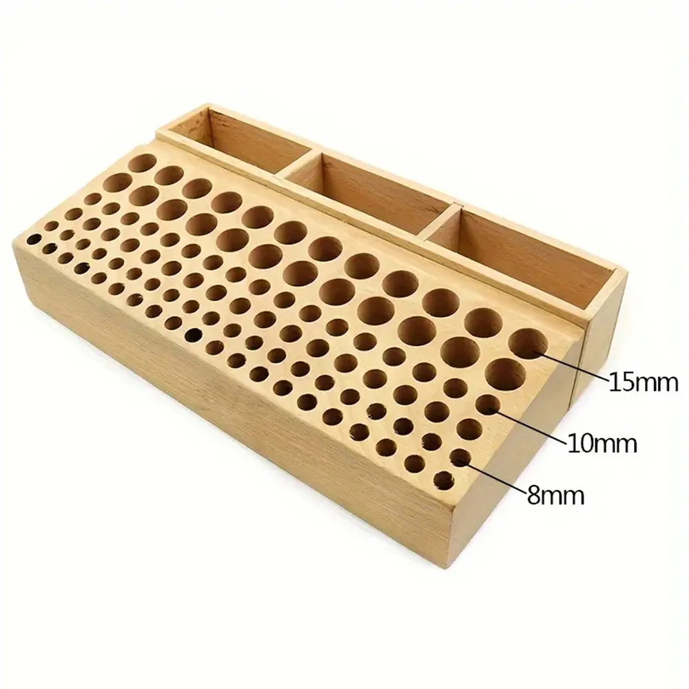 98 Holes Wooden Tool Organizer Box Leather Craft Tool Wood Holder Rack Drill Bits Organizer Tools Organizer Storage 5