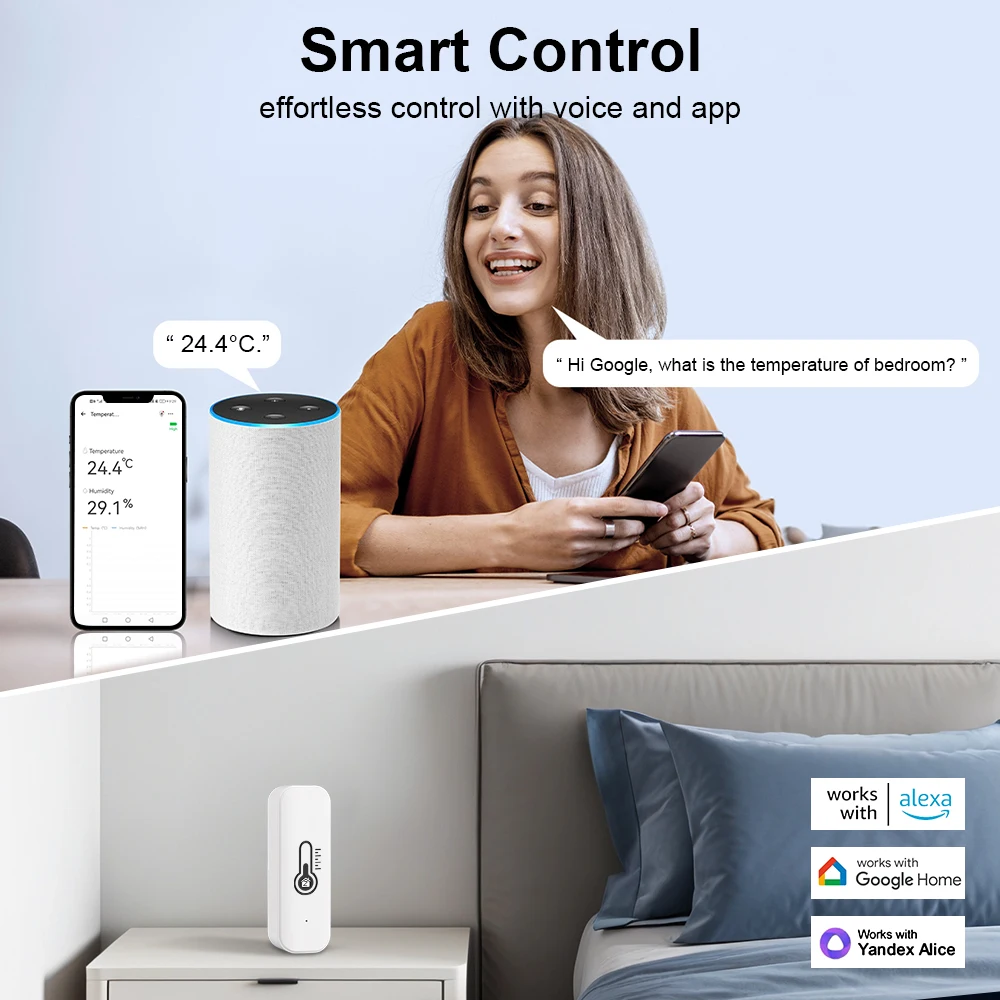 Ewelink ZigBee Smart Temperature Humidity Sensor Battery Powered APP Control The