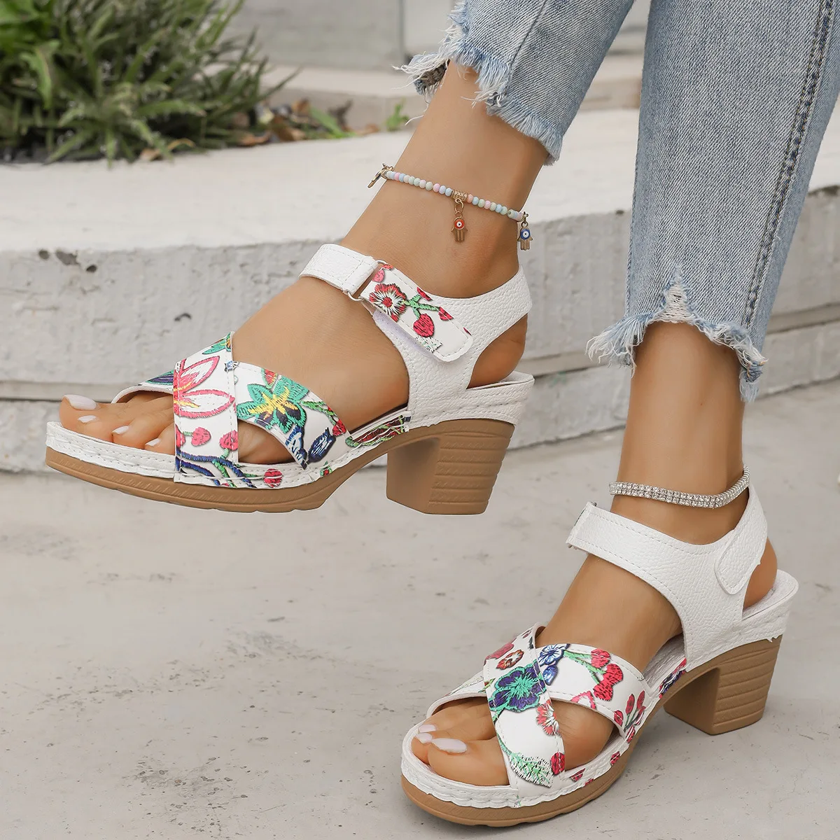Women Platform High Heels Sandals Summer Dress Chunky Open Toe Shoes for Women New Designer Brand Slingback Sandals Female