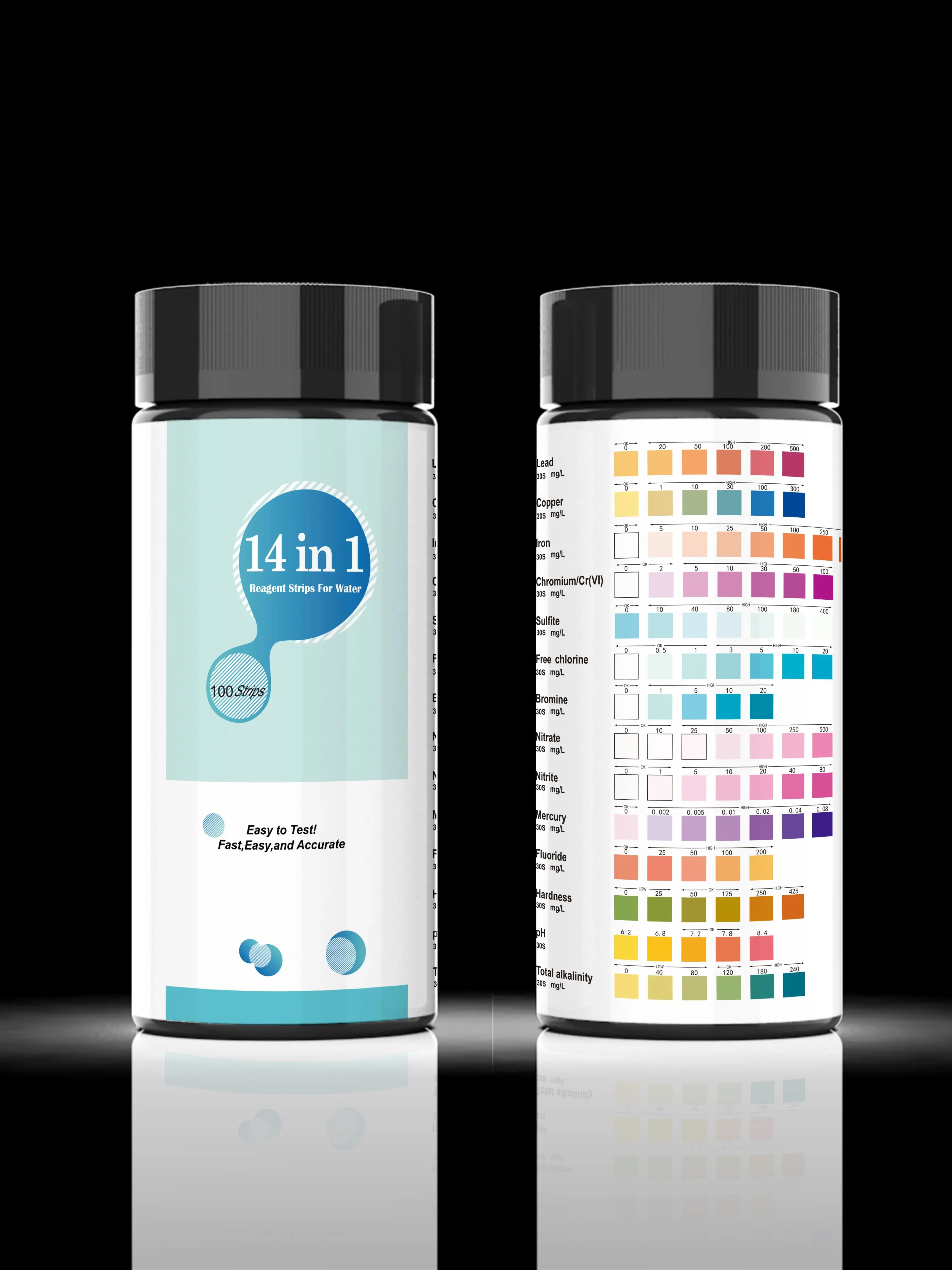 

14 параметров тестовых полосок для воды для PH питьевой воды, твердость, бром