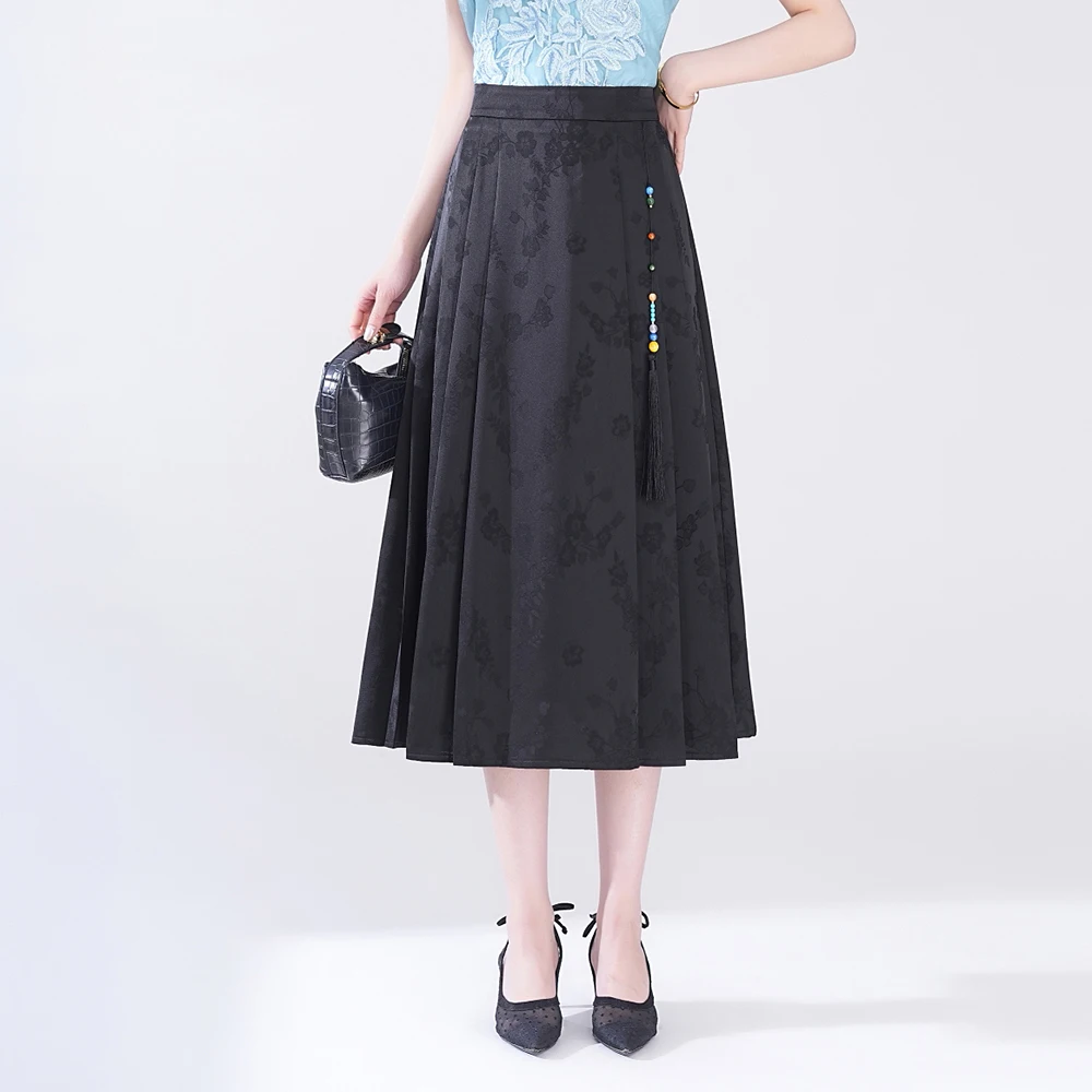 Chinese style ladies straight skirt horse skirt fashion trend breathable suitable for spring and summer Women's pants Dress fashion high end ladies diamond elastic girdle all match crystal full diamond internet celebrity belt decorative ladies trend be