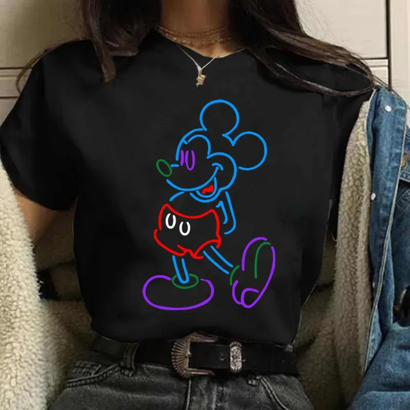 thumbnail image 1 of Camiseta de algodón de Mickey Minnie Mouse de Disney para niños, camiseta de manga corta de verano para niños, camisetas casuales Kawaii, ropa para bebés, 1 of 5