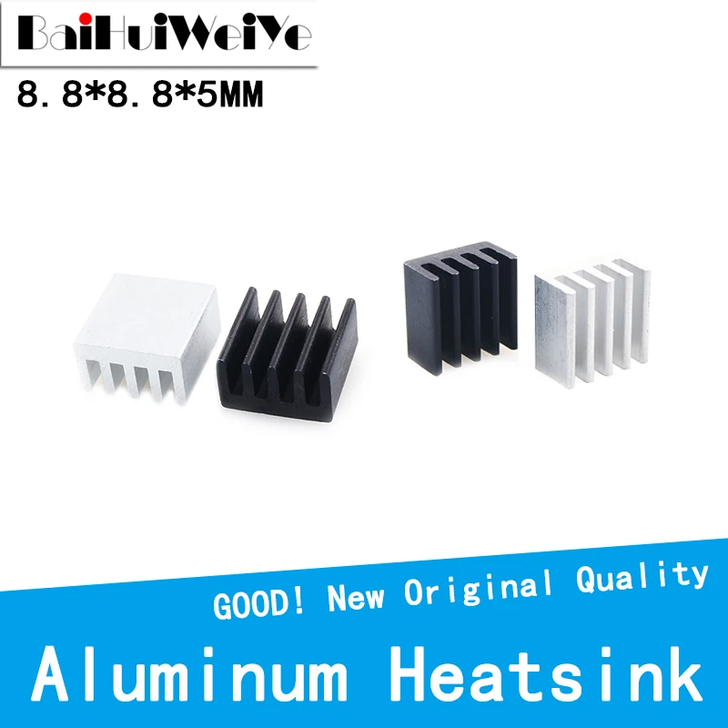 20PCS/LOT 8.8*8.8*5 mm Aluminum Heatsink Radiator Heat Sink Cooler For Electronic Chip IC Transistor 3D Printer CPU RAM A4988 1pcs 91mm aluminum round heat sink radiator heatsink for ic led cooling electronic cooler chipset heat dissipation customize