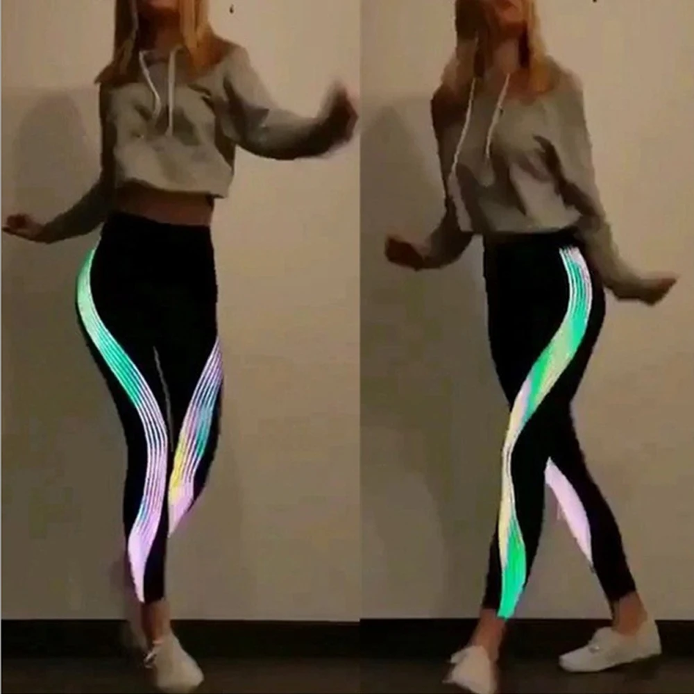 Funny dance Noctilucent Yoga Leggings Quick Dry Yoga Pants Women Leggins Sport Women Fitness Night Glowing Tights Leggings