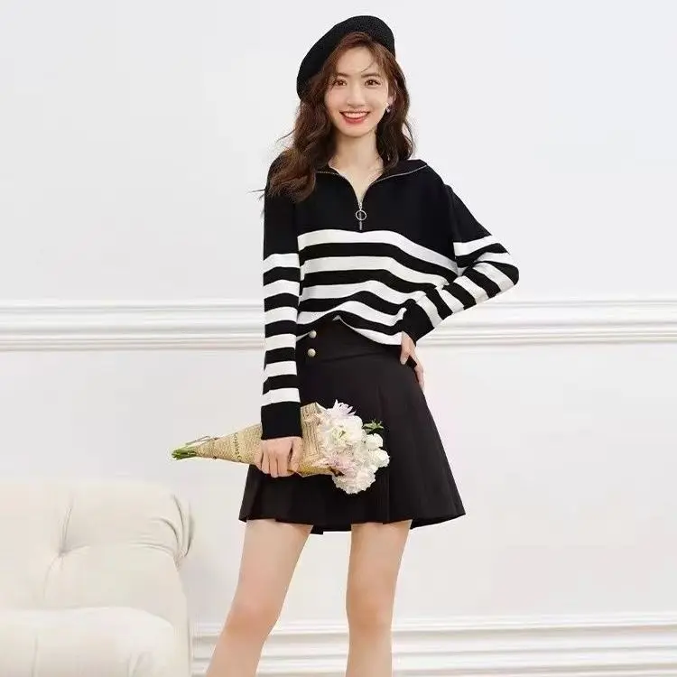 Pullover Striped Women Sweater Winter Sweater Korean Sweter Sweaters 2023 Long Sleeve Tops Knit Sweaters Vintage Pullover Women