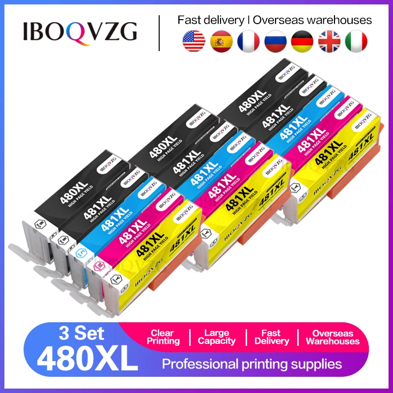 

IBOQVZG Compatible PGI-480 CLI-481 PGI 480 CLI 481 XXL Ink Cartridge for CANON TS6240 TR7540 TR8540 TS6140 TS8140 TS9140 TS704