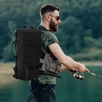 35-55L Fishing Tackle Backpack Large Capacity Polyester Fishing Rod Reel Bags Multifunctional Waterproof Fishing Gear Bag 4