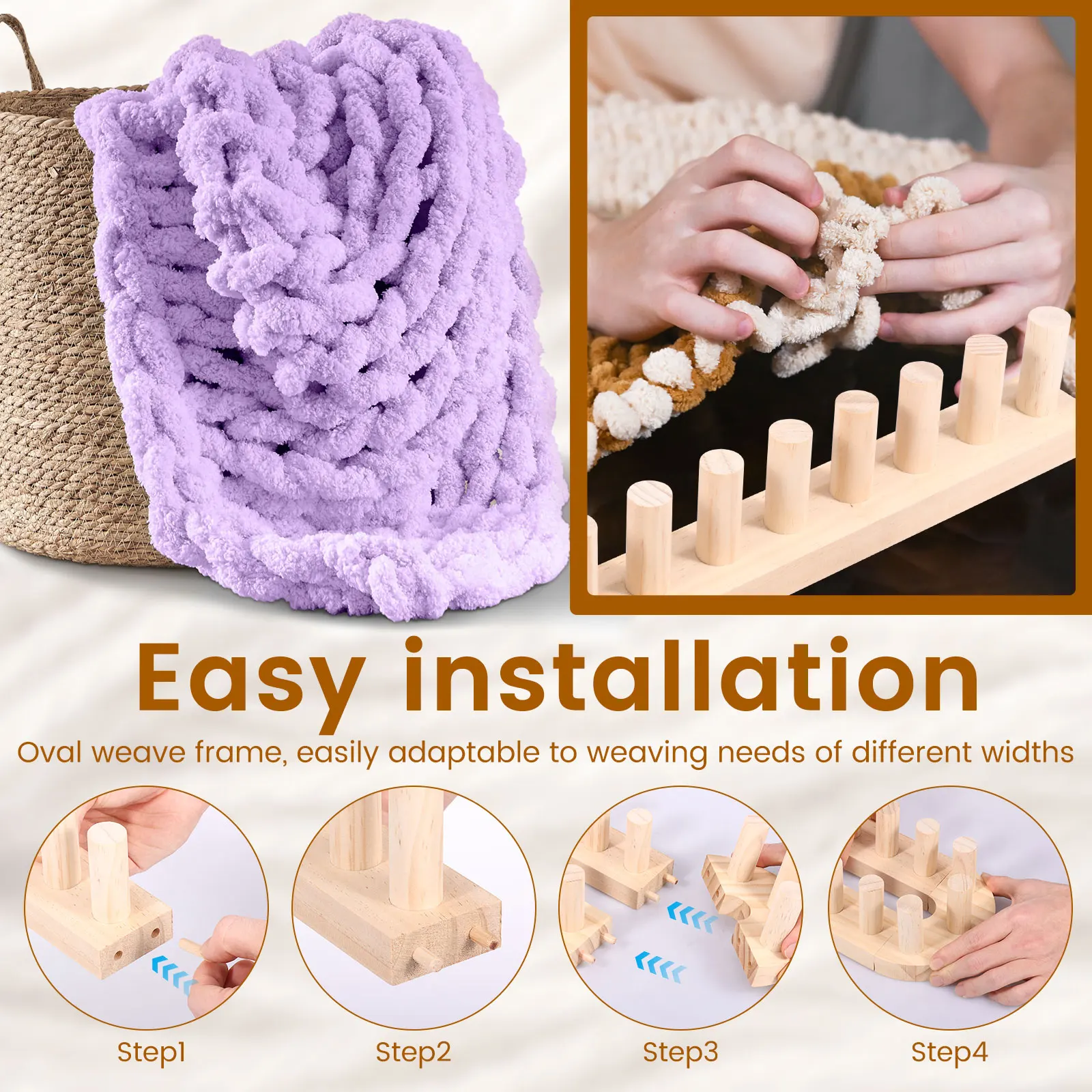 나무 직조틀 조절 가능한 손뜨개질 키트 초보자용 실 공예 DIY 담요 만들기 키트 크리스마스 선물