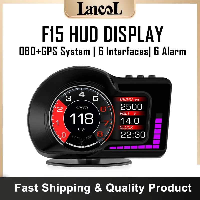 F15 Car Hud Display Obd2 Gps Dual System Head Up Display Car Gauge