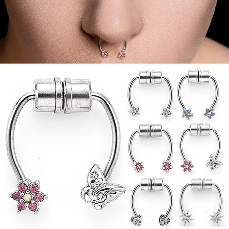 3 Pack Fake Nose Ring Hoop Magnetic Horseshoe Ring Stainless Stee Non-pierced  Septum Rings | Fruugo UK