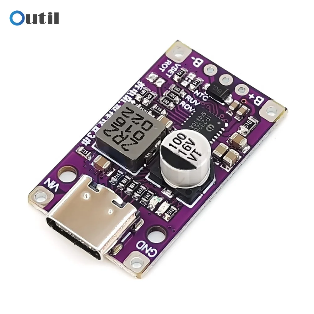 1S 5V Lithium-ion Battery Charging Module 2S 3S 15W Lithium-ion Battery Charging Board supports QC Type-c Voltage Regulation