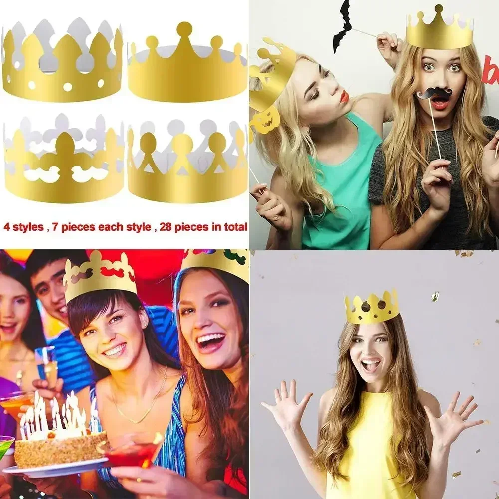 King Crown Party Hats Gold Paper Crowns Kids And Adults 20Pcs For Coronation Celebration party hat,birthday crown