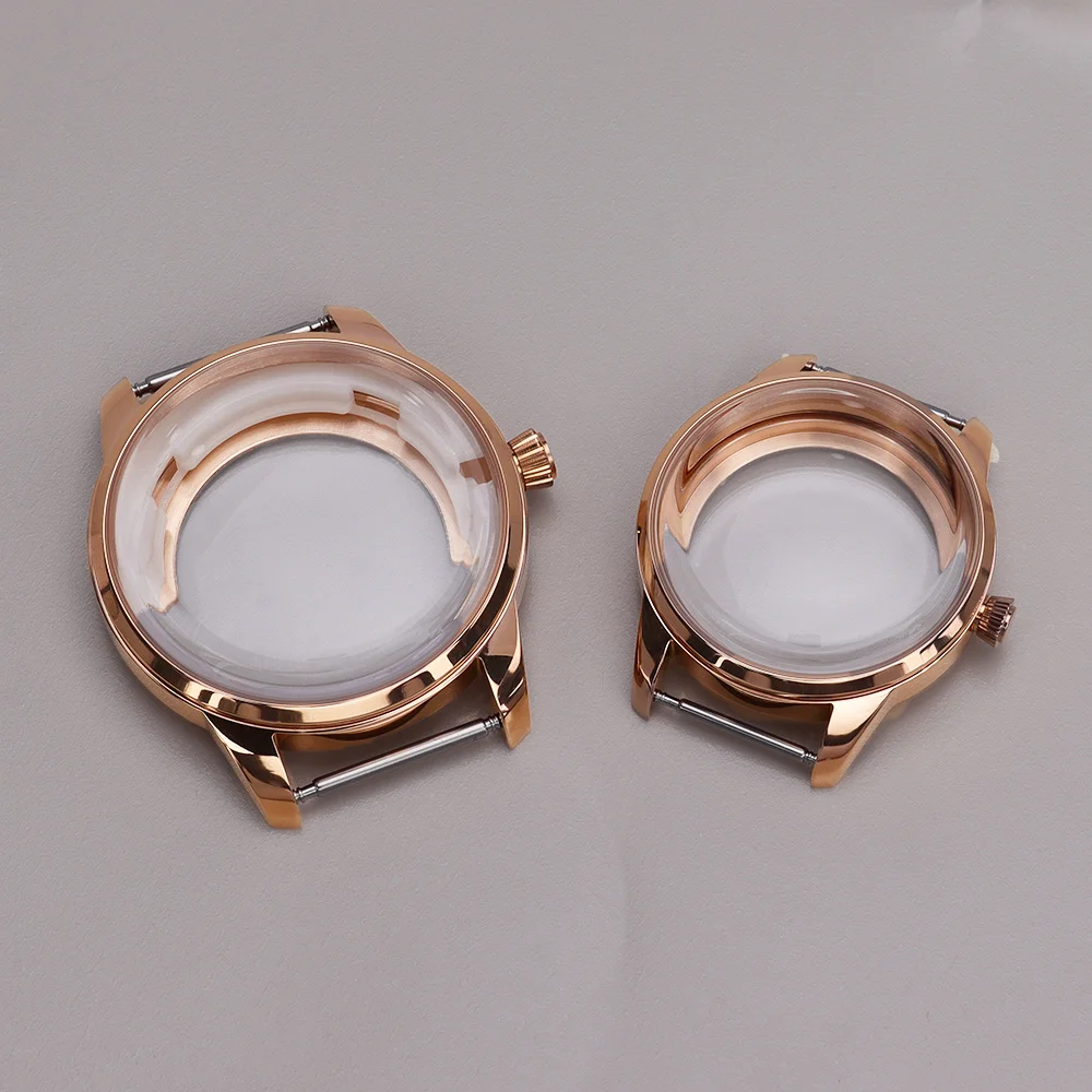 Stainless Steel Watch Case with Arched Glass and Transparent Back
