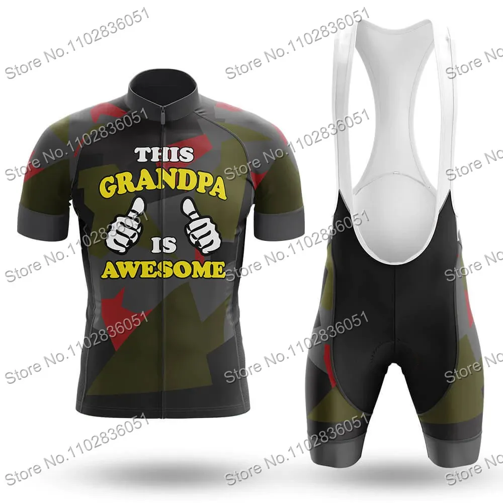 Cycling Jersey Set Awesome Grandpa Cycling Clothing Kits Black Road Bike Shirts Suit Bicycle Bib Shorts MTB Maillot Culotte