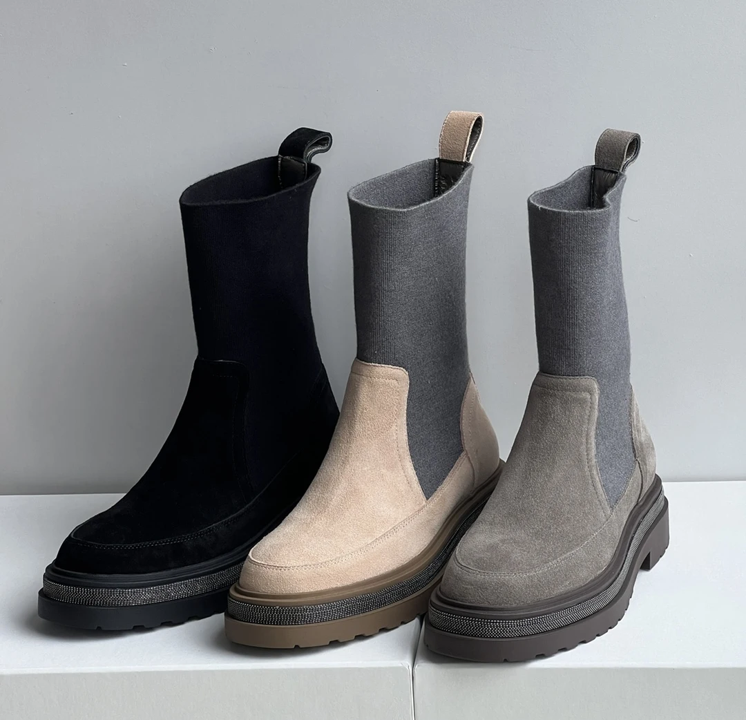 

Women's Winter Boots with Bead Chain Decoration, Rubber Outsole, Fashionable Commuting, Female Boots, 2023 B/C
