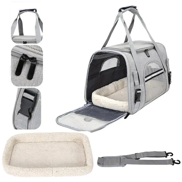 Dog Carrier Bag With Thick Cotton Cushion Pet Aviation Backpack Anti-suffocation Portable Travel Bag Pet Dog Bag Mesh Outdoor 4