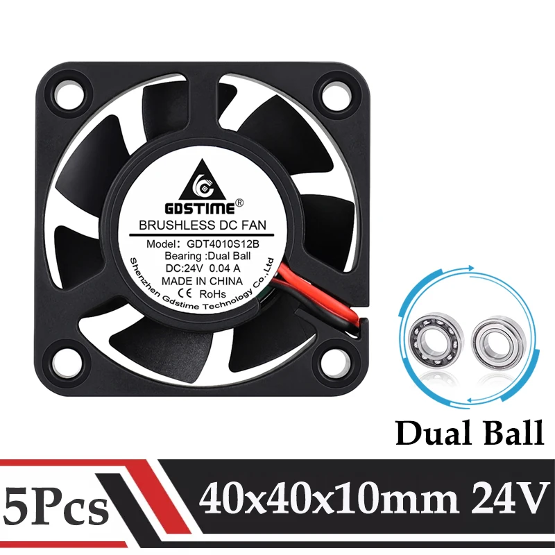 Gdstime-ventilador de Refrigeração dc Pequeno Smart pc Case Cooler Alta Qualidade 4cm Rolamento de Esferas 24v 40x40x10 mm 40×10 mm Pcs